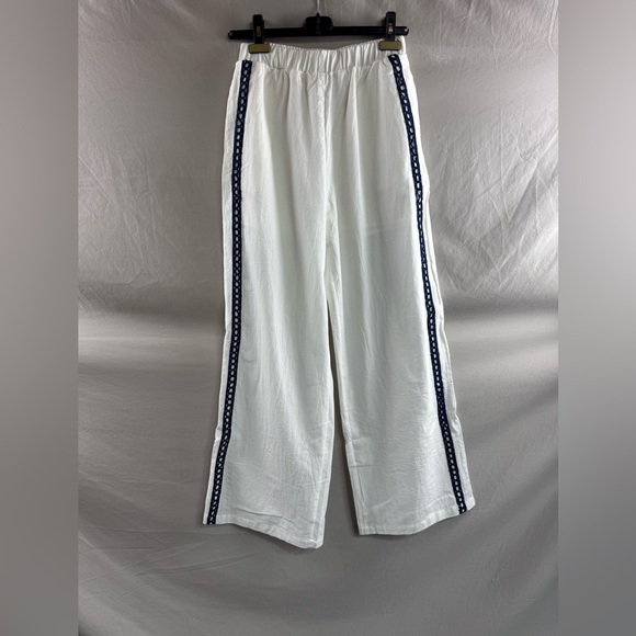 Embroidered Pocket Eye Pattern Cotton Wide Leg Pant - Picture 14 of 14